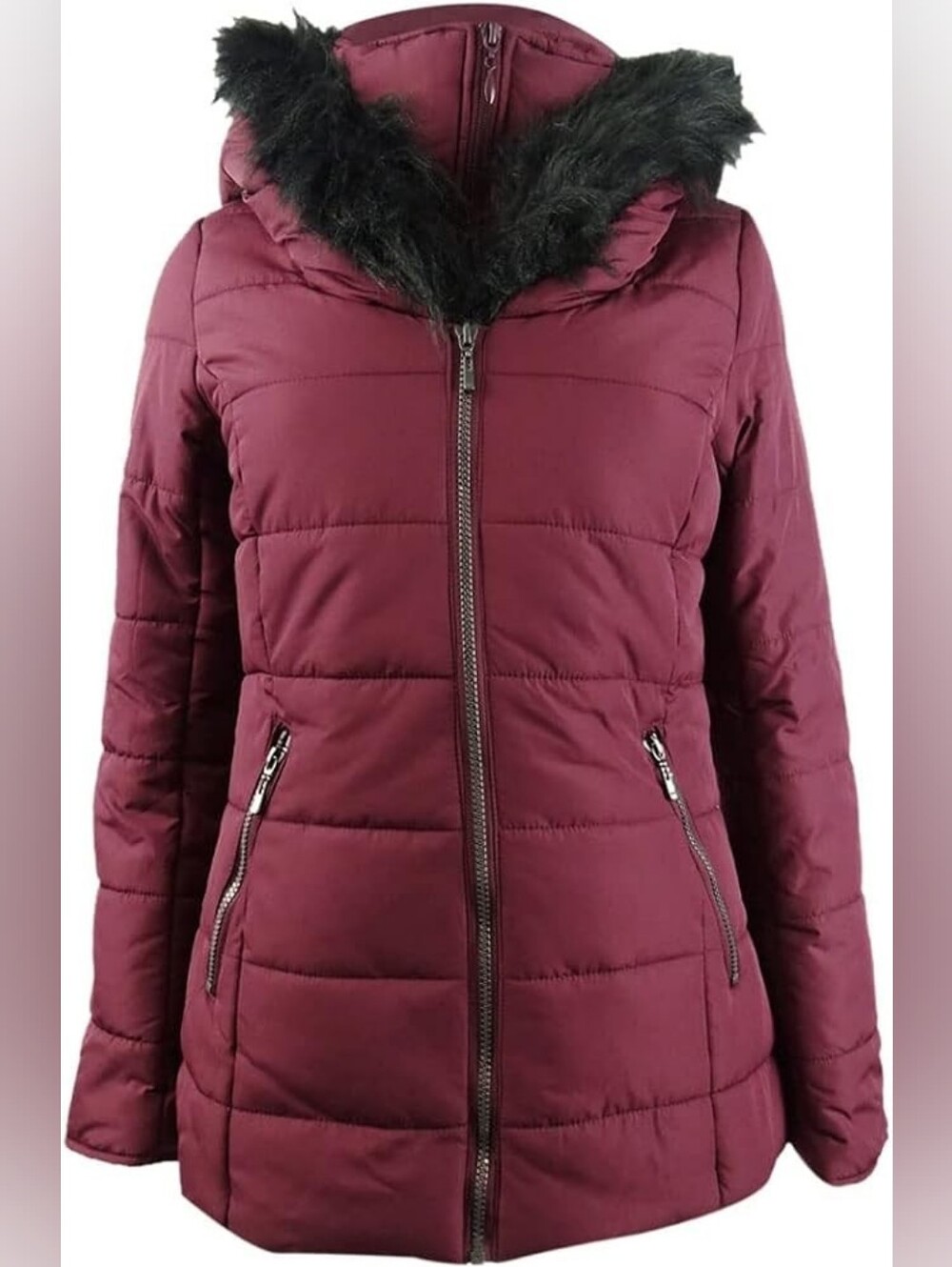 Maralyn & Me Quilted Hooded Puffer Jacket - Wine